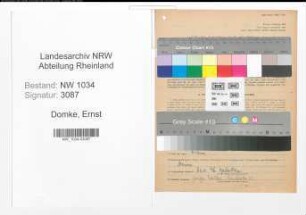 Entnazifizierung Ernst Domke , geb. 11.07.1909 (Stabsintendant)