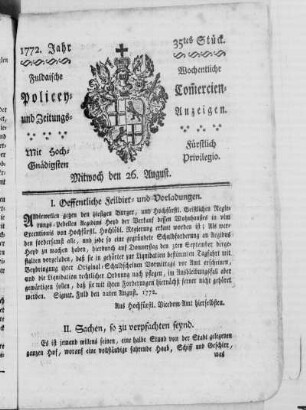 35tes Stück, Ausgabe vom 26. August 1772