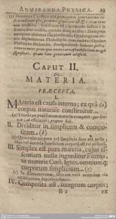 Caput II. De Materia.