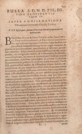 Bulla S.D.N.D. Pii, Divina Providentia Papa IV.