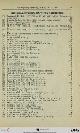Römisch-Deutsches Reich und Österreich (Nr.234-304)