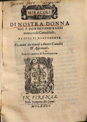 Miracoli di Nostra Donna ...