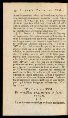 Titulus XXXI. De excessibus praelatorum & subditorum.