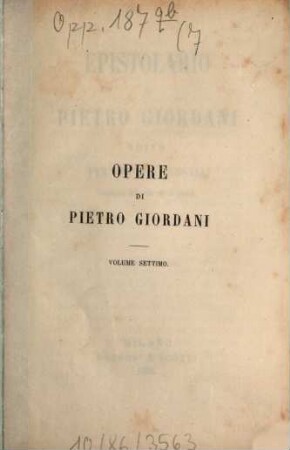 Opere di Pietro Giordani, 7. Epistolario di Pietro Giordani ; 7