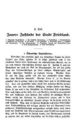 II. Innere Zustände der Stadt Friedland