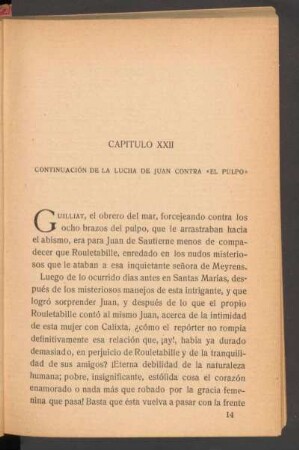 Capítulo XXII - Continuación de la lucha de Juan contra "El Pulpo"