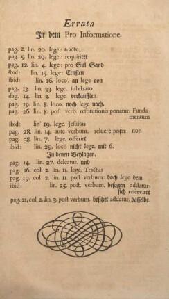 Errata in dem pro informatione.