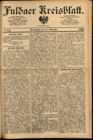 Erste Ausgabe vom Samstag, den 28. November 1896.