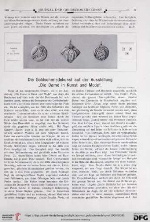 Die Goldschmiedekunst auf der Ausstellung "Die Dame in Kunst und Mode"