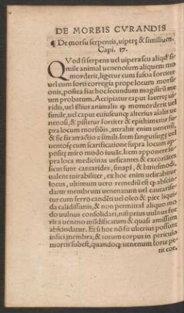 De morsu serpentis ... Capi. 17.