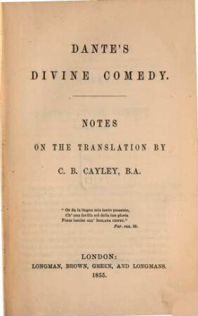 Divine comedy : Translated in the original ternary rhyme by C. B. Cayley, 4