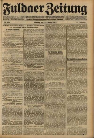 Ausgabe vom Montag, den 23. August 1915.