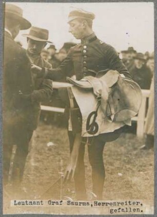 Leutnant Graf Saurma, Herrenreiter, gefallen