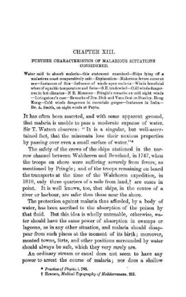 Chapter XIII. Further Characteristics Of Malarious Situations Considered