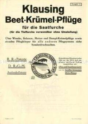 Klausing Beet-Krümel-Pflüge für die Saatfurche