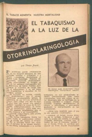 El tabaquismo a la luz de la otorrinolaringología : El tabaco aumenta en un 75% nuestra mortalidad