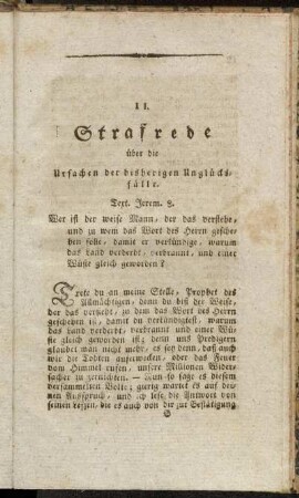 II. Strafrede über die Ursachen der bisherigen Unglücksfälle.