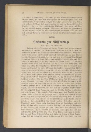 Nochmals zur Missionslage