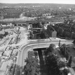 Schmidtstedter Brücke am Hauptbahnhof von Erfurt : Blickrichtung Süden nach Daberstedt