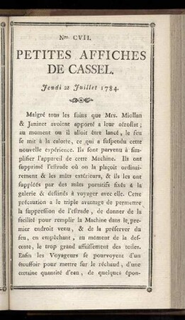 No CVII (Jeudi 22 Juillet 1784)