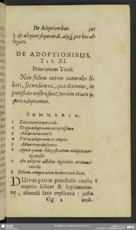 De Adoptionibus, Tit. XI.
