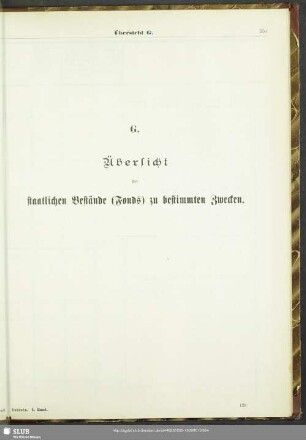 G. Übersicht der staatlichen Bestände (Fonds) zu bestimmten Zwecken