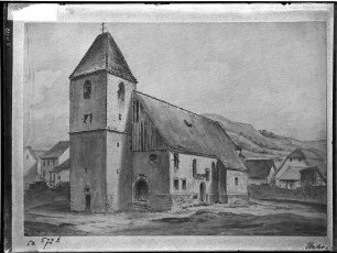 Untergrombach Zeichnung der alten Katholischen Kirche - Zustand 1494