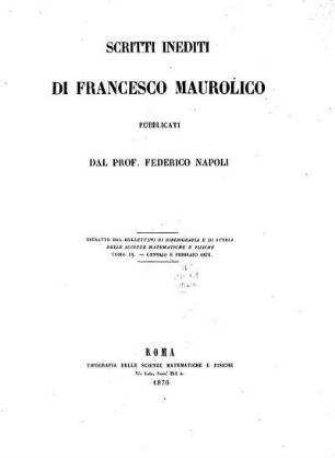 Scritti inediti di Francesco Maurolico