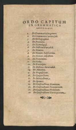 Ordo Capitum In Grammatica Universali.