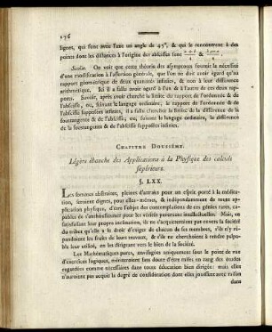 Chapitre Douzième. Légère ébauche des Applications à la Physique des calculs supérieurs.