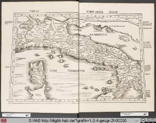 Ptolemäische Landkarte von Italien.