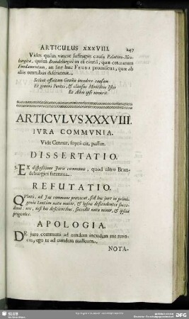 Articulus XXXVIII. Jura Communia