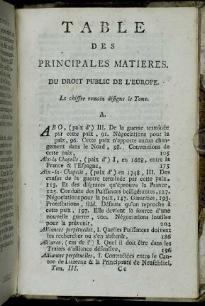 Table Des Principales Matieres.
