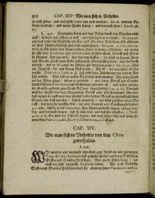 Cap. XIV. Wie man sich im Urtheilen von dem Clero zuverhalten.