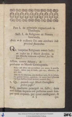 Pars I. de principiis cognoscendi in Theologia.