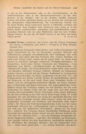 119-120 [Rezension] Welser, Benedikt, Geschichte des Dorfes und der Pfarrei Sulmingen