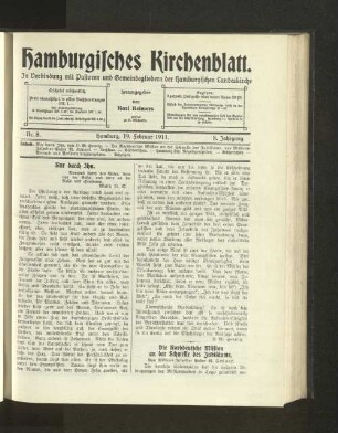 Nr. 8. Hamburg, 19. Januar 1911. 8. Jahrgang.