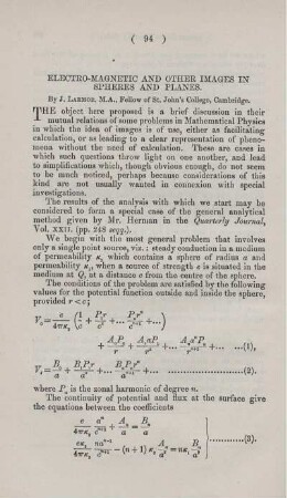 Electro-magnetic and other images in spheres and planes.