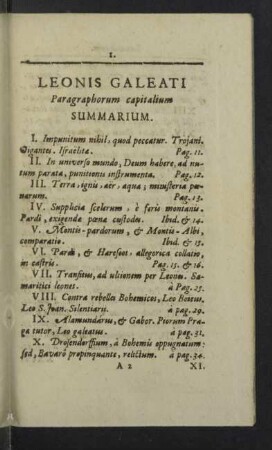 Paragraphorum capitalium Summarium.