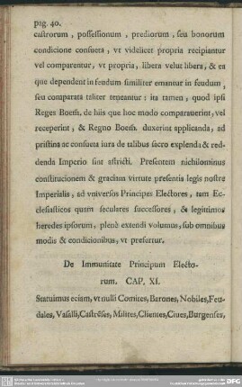 De Immunitate Principum Electorum. Cap. XI.
