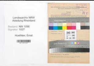 Entnazifizierung Ernst Hoethker , geb. 31.12.1899 (Lehrer)