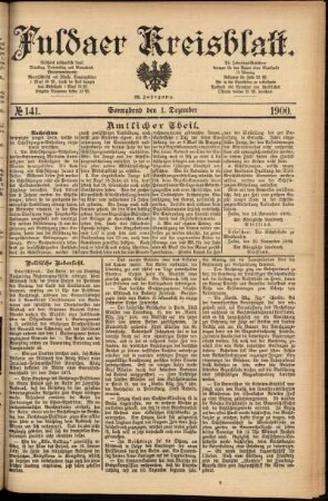 Erste Ausgabe vom Samstag, den 01. Dezember 1900.