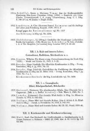 XII. 1.c. Gesangbuch; Bibel, Bibelgesellschaft, Bibelarchiv