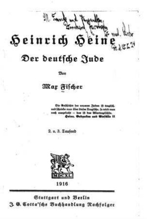 Heinrich Heine : der deutsche Jude / von Max Fischer