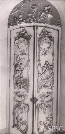 Berlin, Schloss Charlottenburg, Neuer Flügel, Speisesaal (Weißer Saal), R. 362, Tür.