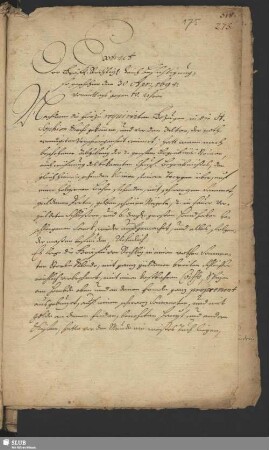 Bl. 175-177. Extract der Gräfl. Rochlitz. Leich Besichtigung, so geschehen den 30 Apr. 1694 ...