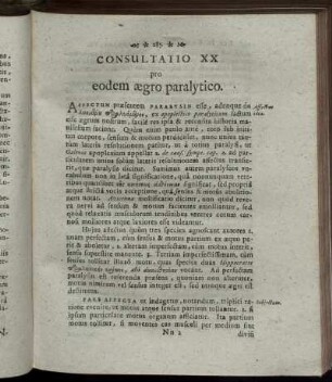 Consultatio XX pro eodem aegro paralytico