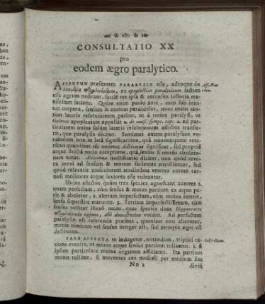 Consultatio XX pro eodem aegro paralytico