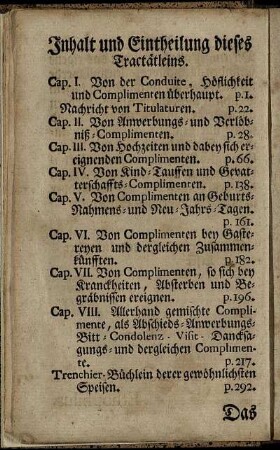 Inhalt und Eintheilung dieses Tractätleins.