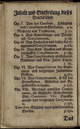 Inhalt und Eintheilung dieses Tractätleins.